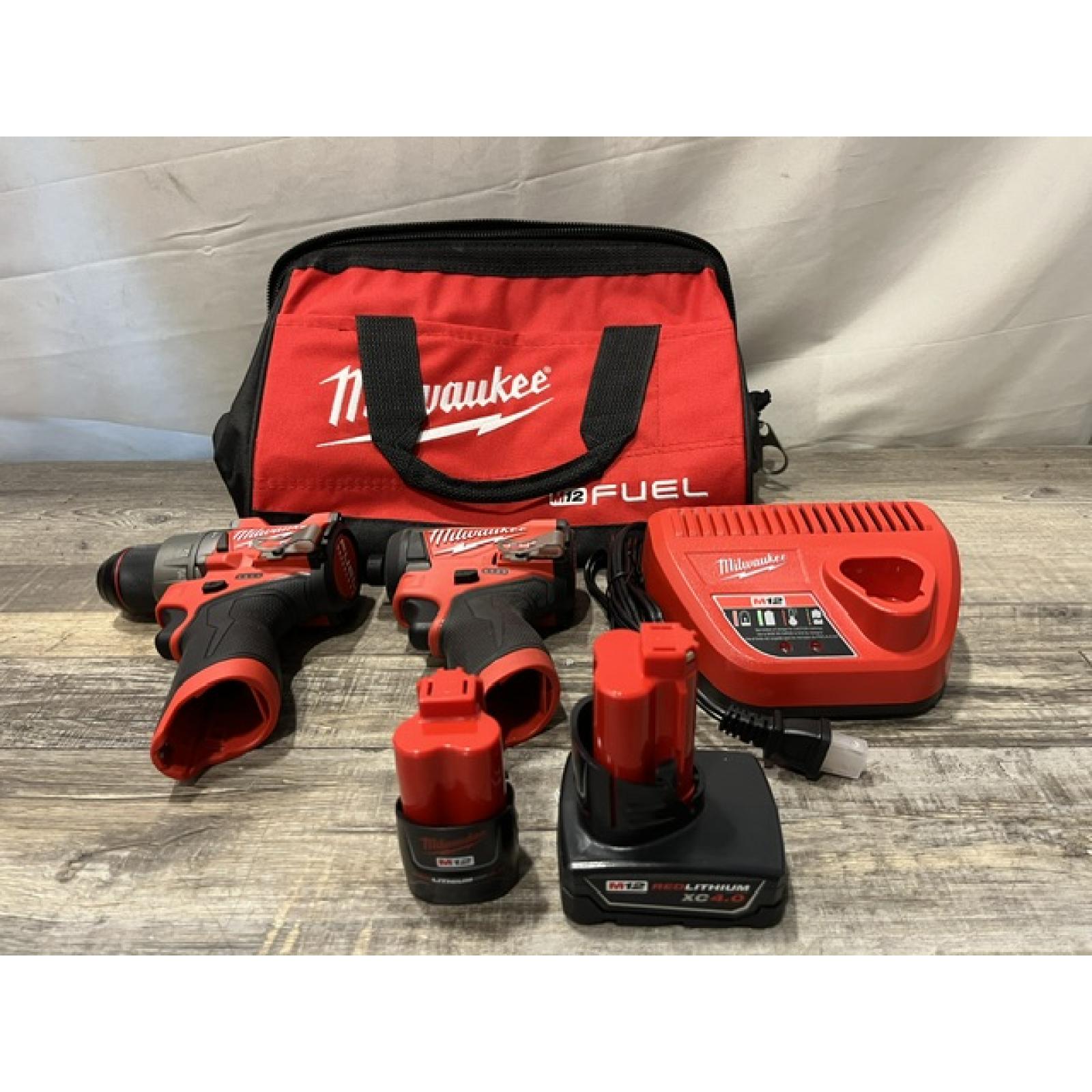 AS-IS Milwaukee FUEL 12-Volt Lithium-Ion Brushless Cordless Hammer Drill and Impact Driver Combo Kit
