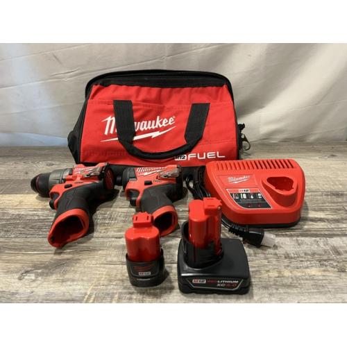 AS-IS Milwaukee FUEL 12-Volt Lithium-Ion Brushless Cordless Hammer Drill and Impact Driver Combo Kit