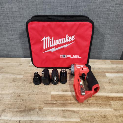 HOUSTON LOCATION - AS - IS Milwaukee FUEL 12V Lithium-Ion Brushless Cordless 4-in-1 Installation 3/8 in. Drill Driver with 4 Tool Head (Tool-Only)