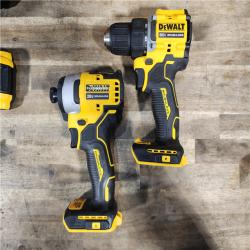 HOUSTON LOCATION - AS-IS Dewalt DCK225D2 20V MAX ATOMIC Brushless Compact Lithium-Ion 1/2 in. Cordless Drill Driver and 1/4 in. Impact Driver Combo Kit with 2 Batteries 2 Ah
