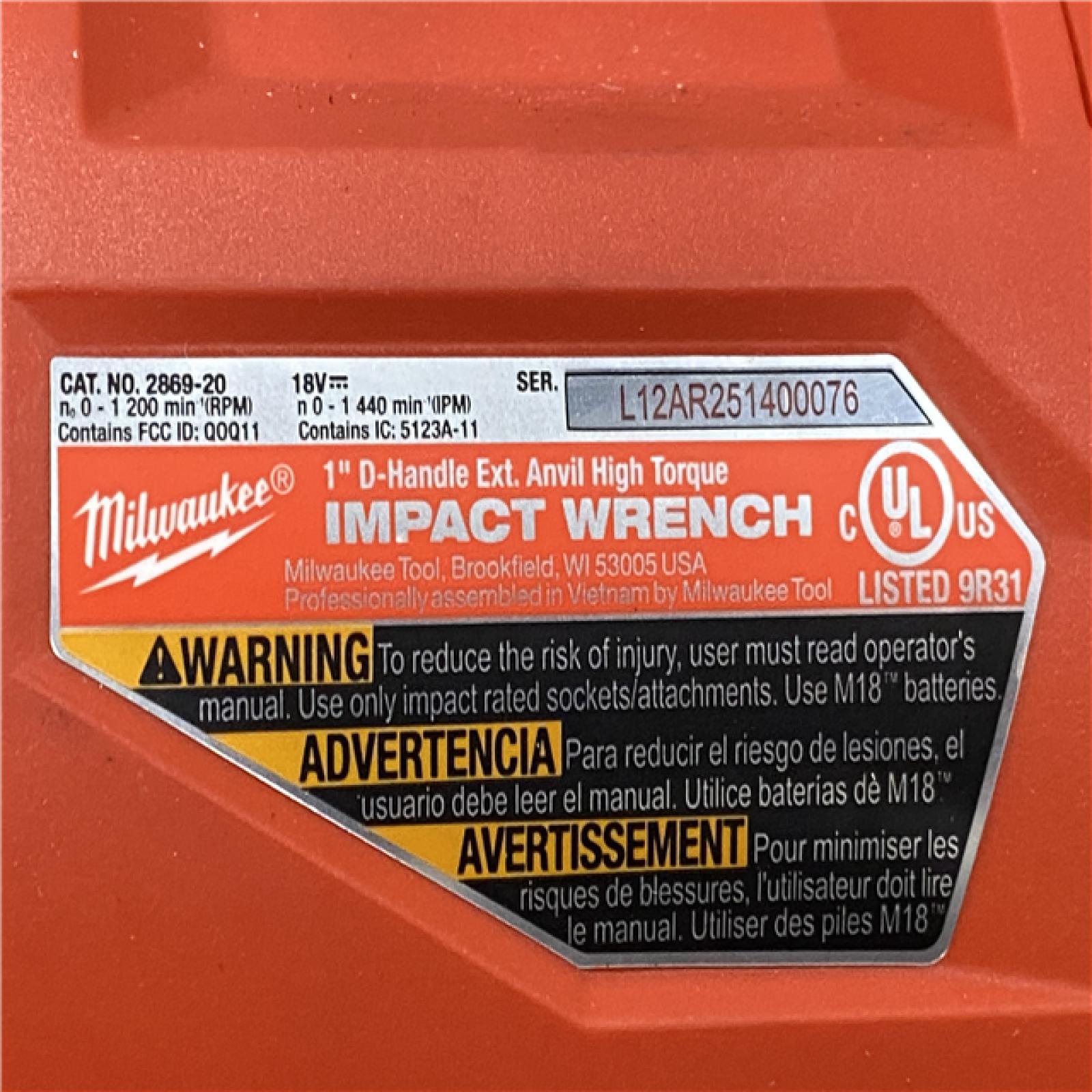 AS-IS Milwaukee FUEL 18V Lithium-Ion Brushless Cordless 1 in. Impact Wrench Extended Reach D-Handle (Tool-Only)