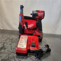 AS-IS- Milwaukee FUEL 18V Cordless Mid Torque 1/2 in. Impact Wrench w/ M12 FUEL 3/8 in. Ratchet & Battery/Charger Combo Kit