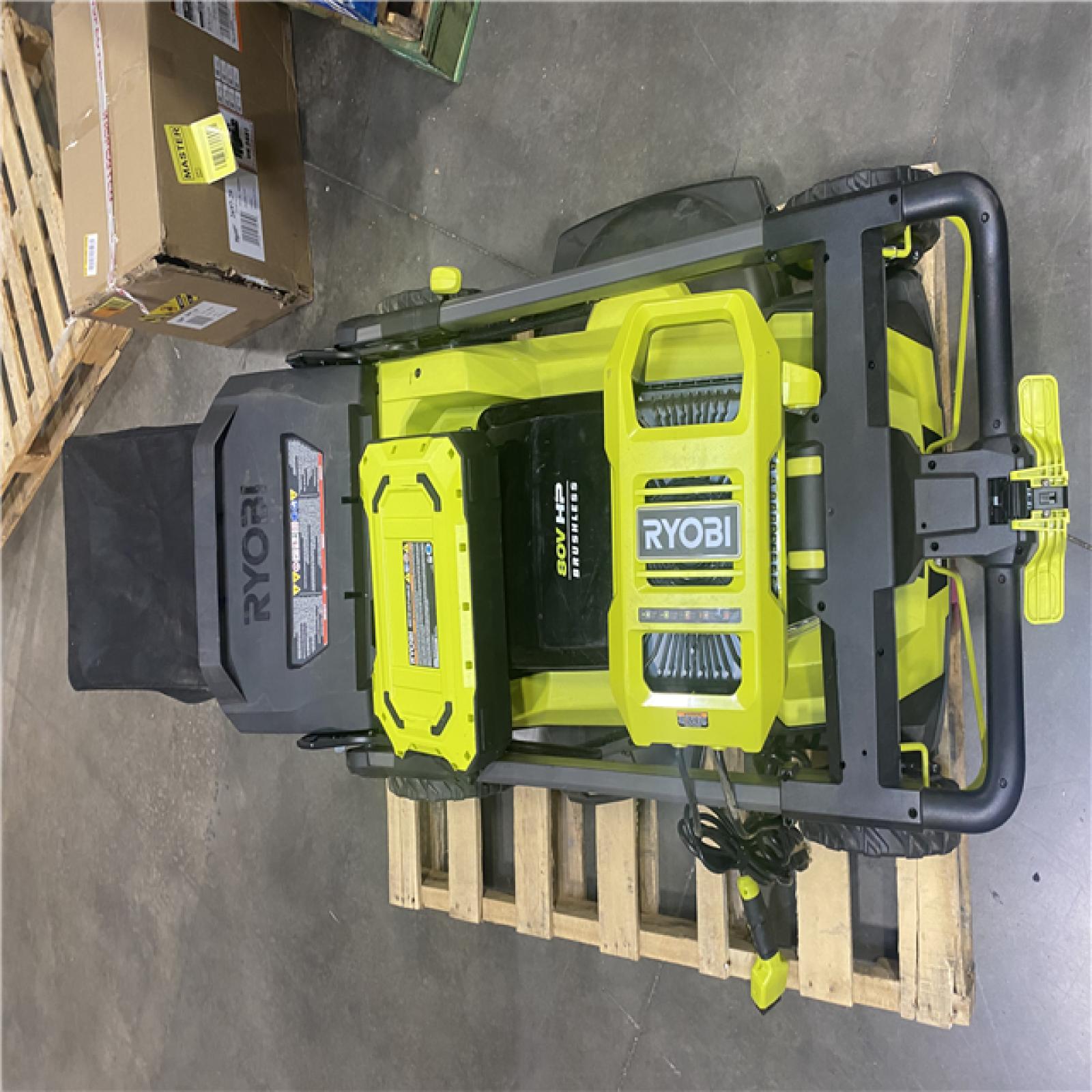 Dallas Location - As-Is Shop RYOBI 80V HP Brushless Battery Cordless Electric 30 in. Multi-Blade Lawn Mower with Battery and Charger