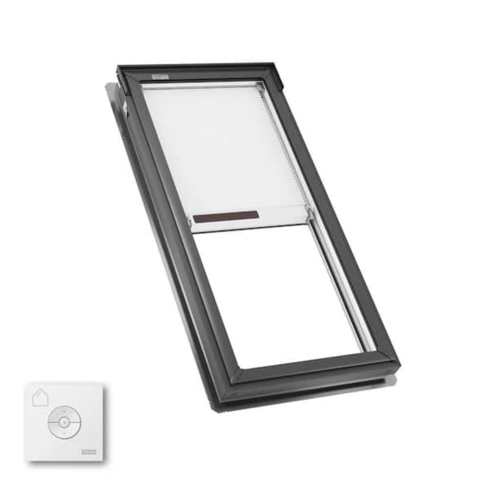 Phoenix NEW VELUX 21 in. x 45-3/4 in. Fixed Deck Mount Skylight with Laminated Low-E3 Glass, White Solar Powered Room Darkening Shade