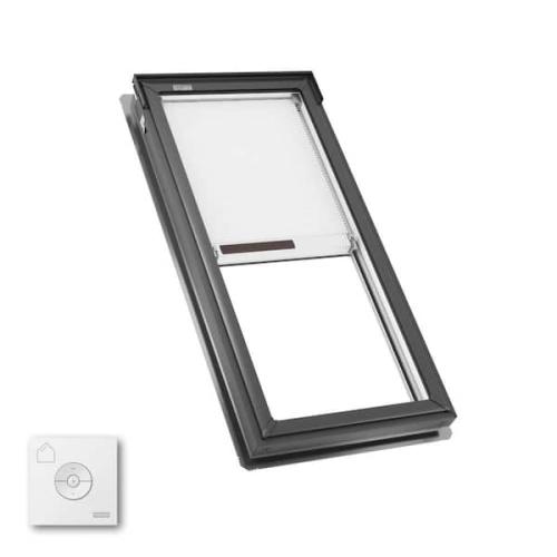 Phoenix NEW VELUX 21 in. x 45-3/4 in. Fixed Deck Mount Skylight with Laminated Low-E3 Glass, White Solar Powered Room Darkening Shade