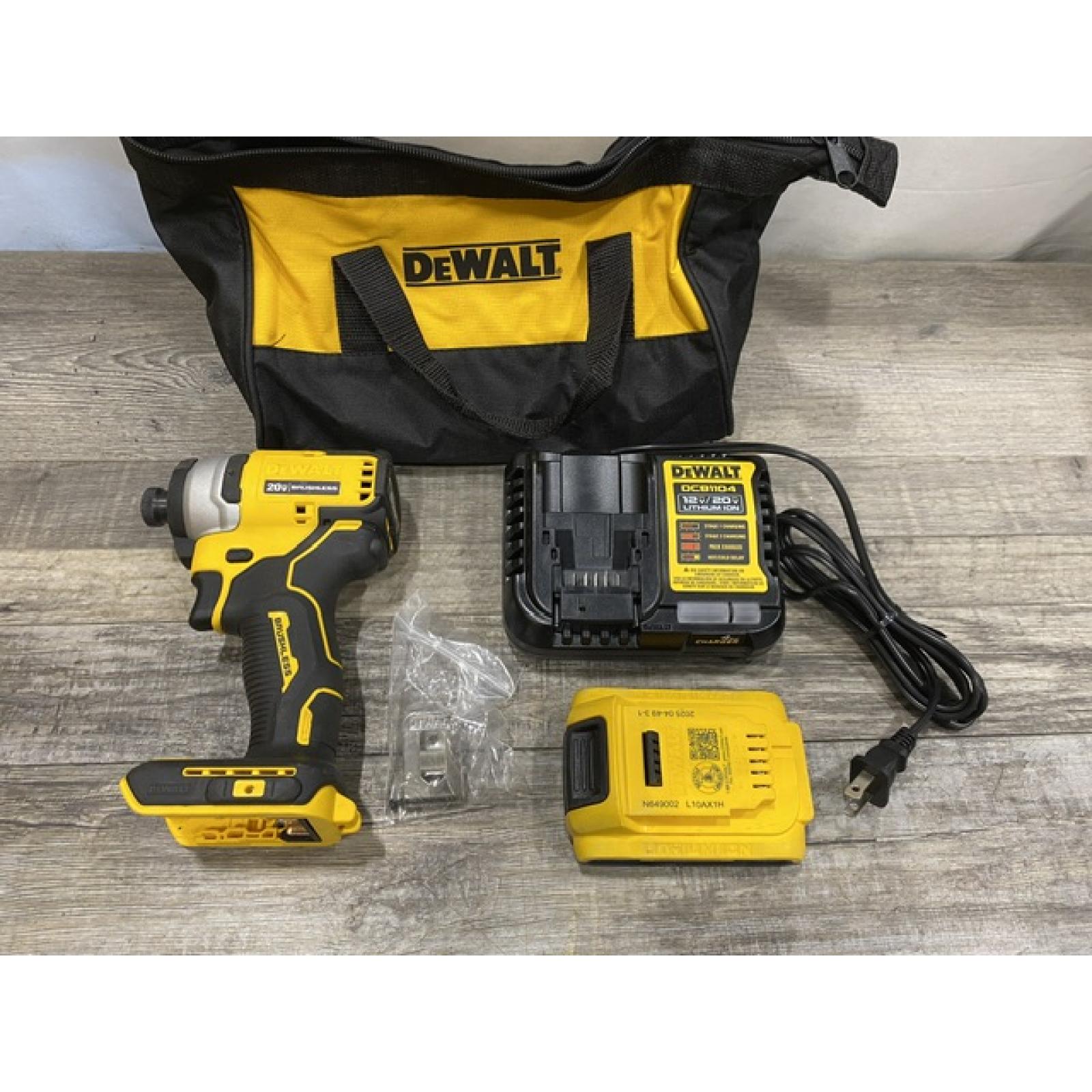 AS-IS DEWALT Atomic 20V Max Lithium-Ion Brushless Cordless Compact 1/4 in. Impact Driver Kit