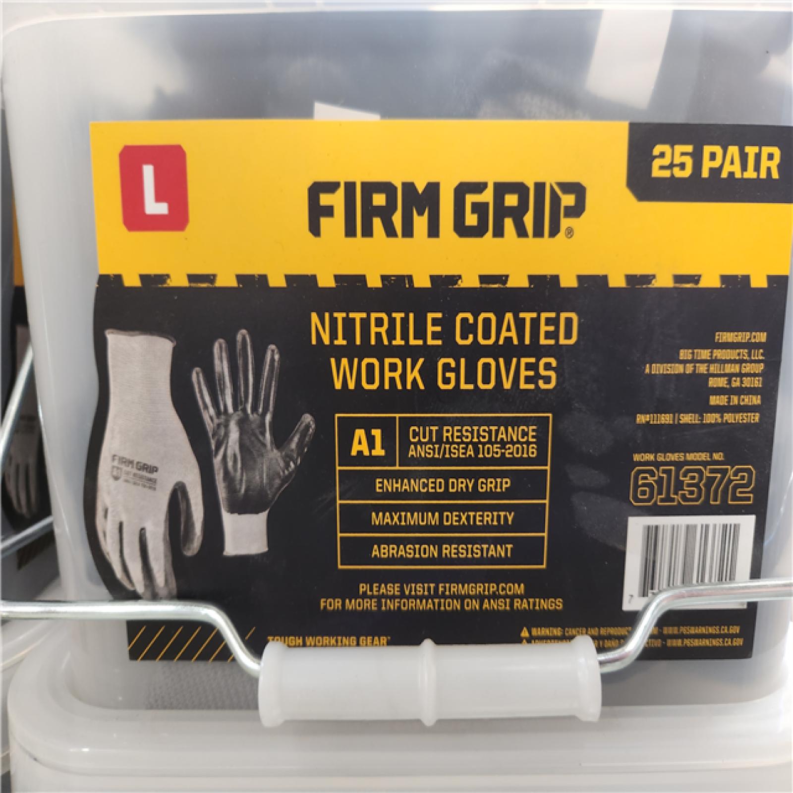 Phoenix NEW FIRM GRIP Large Nitrile Coated Work Gloves with Reusable Bucket (25-Pack) Pallet (44-Buckets)