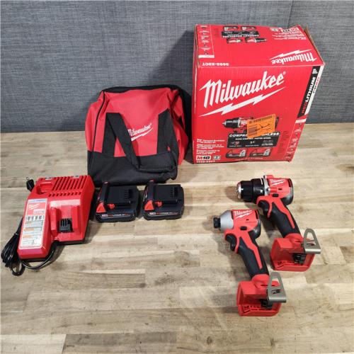 HOUSTON LOCATION - AS-IS Milwaukee M18 18V Lithium-Ion Brushless Cordless Compact Drill/Impact Combo Kit (2-Tool) W/(2) 2.0 Ah Batteries, Charger & Bag