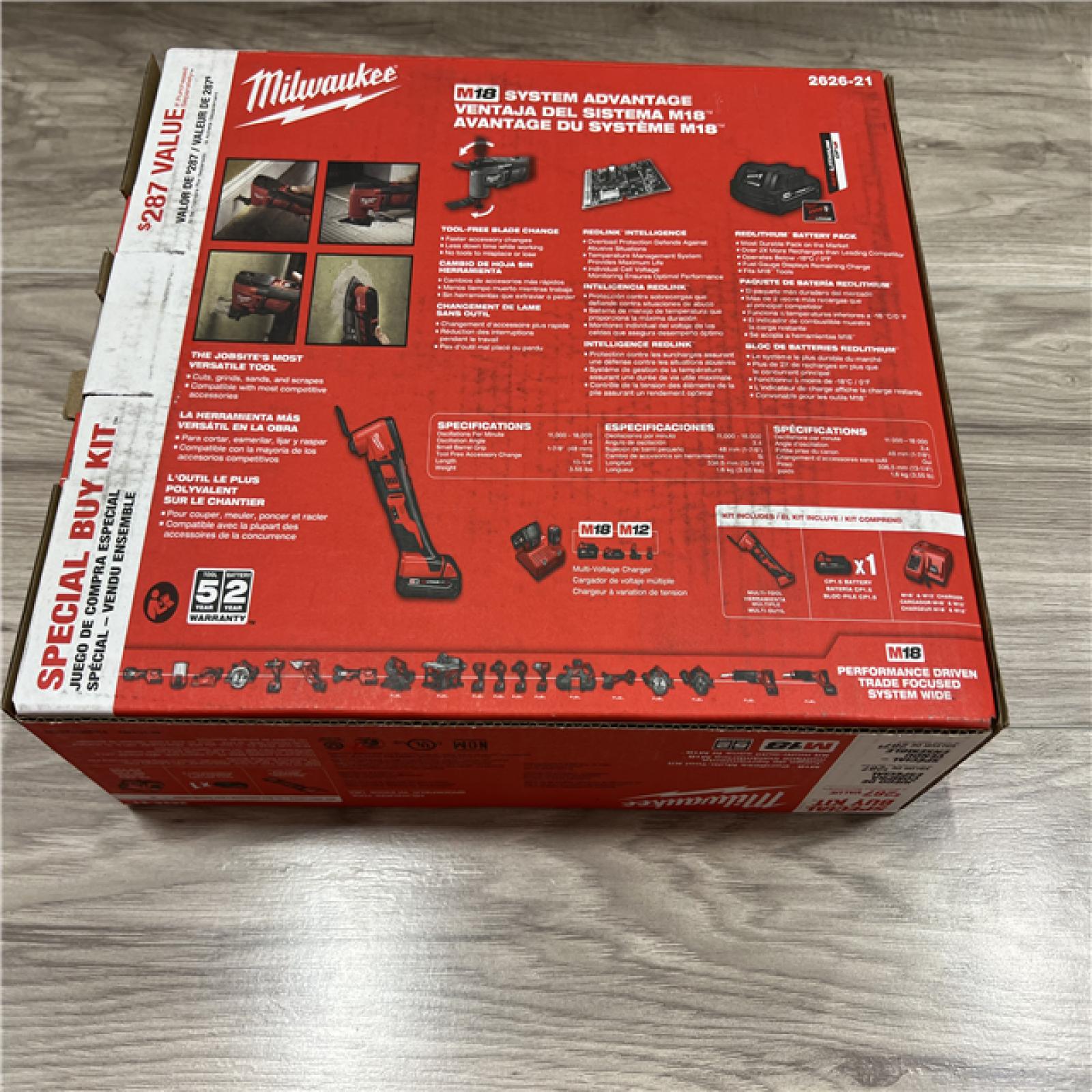 NEW Milwaukee 2626-21 M18 18V Cordless Oscillating Multi-Tool  Variable Speed  REDLITHIUM Battery Compatible  Fast Cutting  Sanding & Scraping Kit