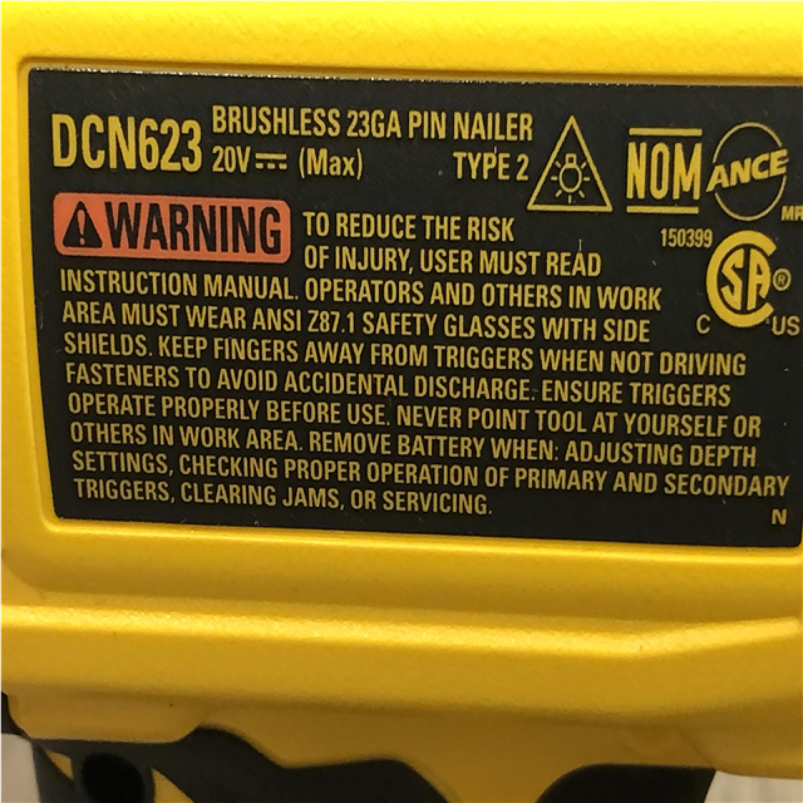 AS-IS DEWALT ATOMIC 20V MAX Lithium Ion Cordless 23 Gauge Pin Nailer (Tool Only)
