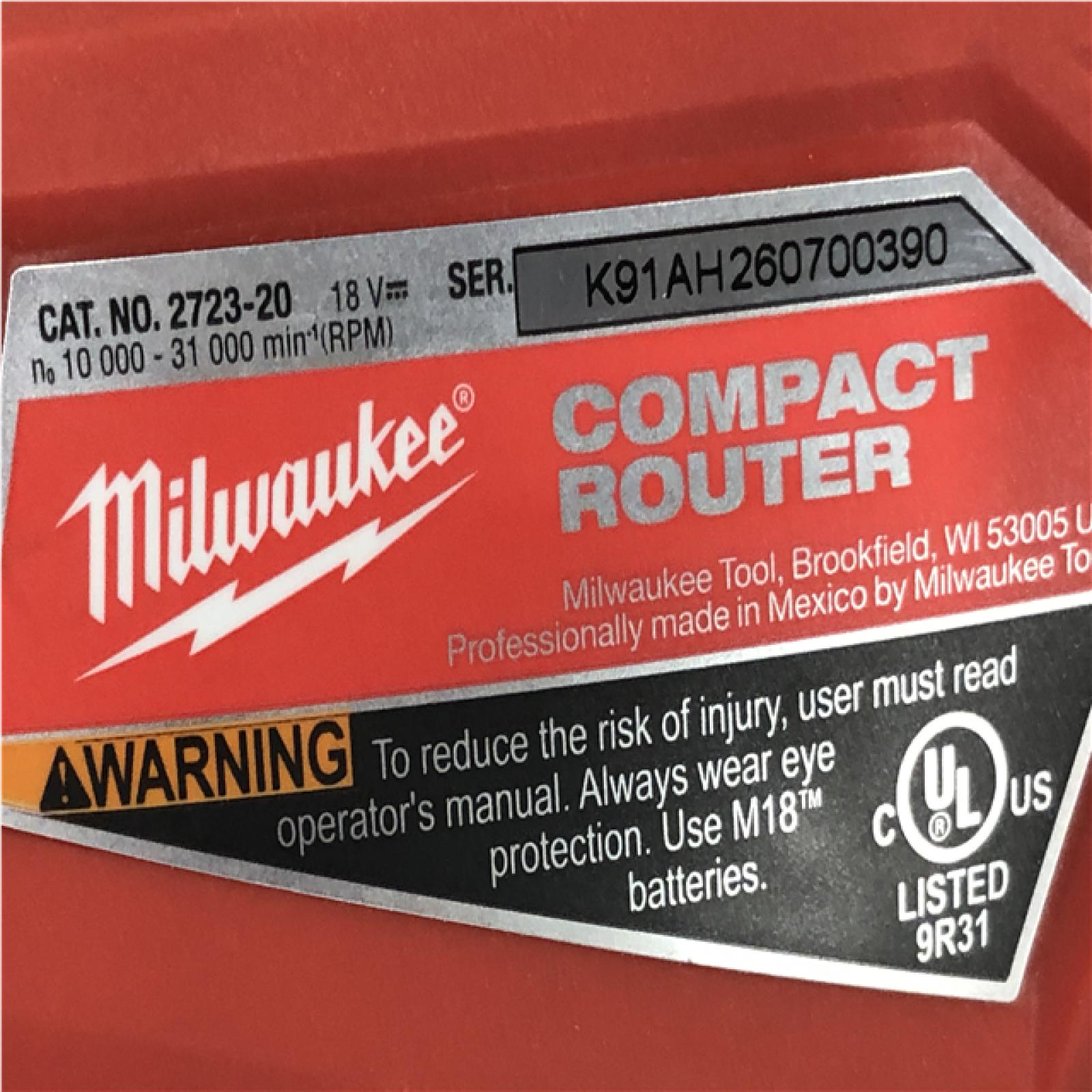 AS-IS Milwaukee FUEL 18V Lithium-Ion Brushless Cordless Compact Router (Tool-Only)