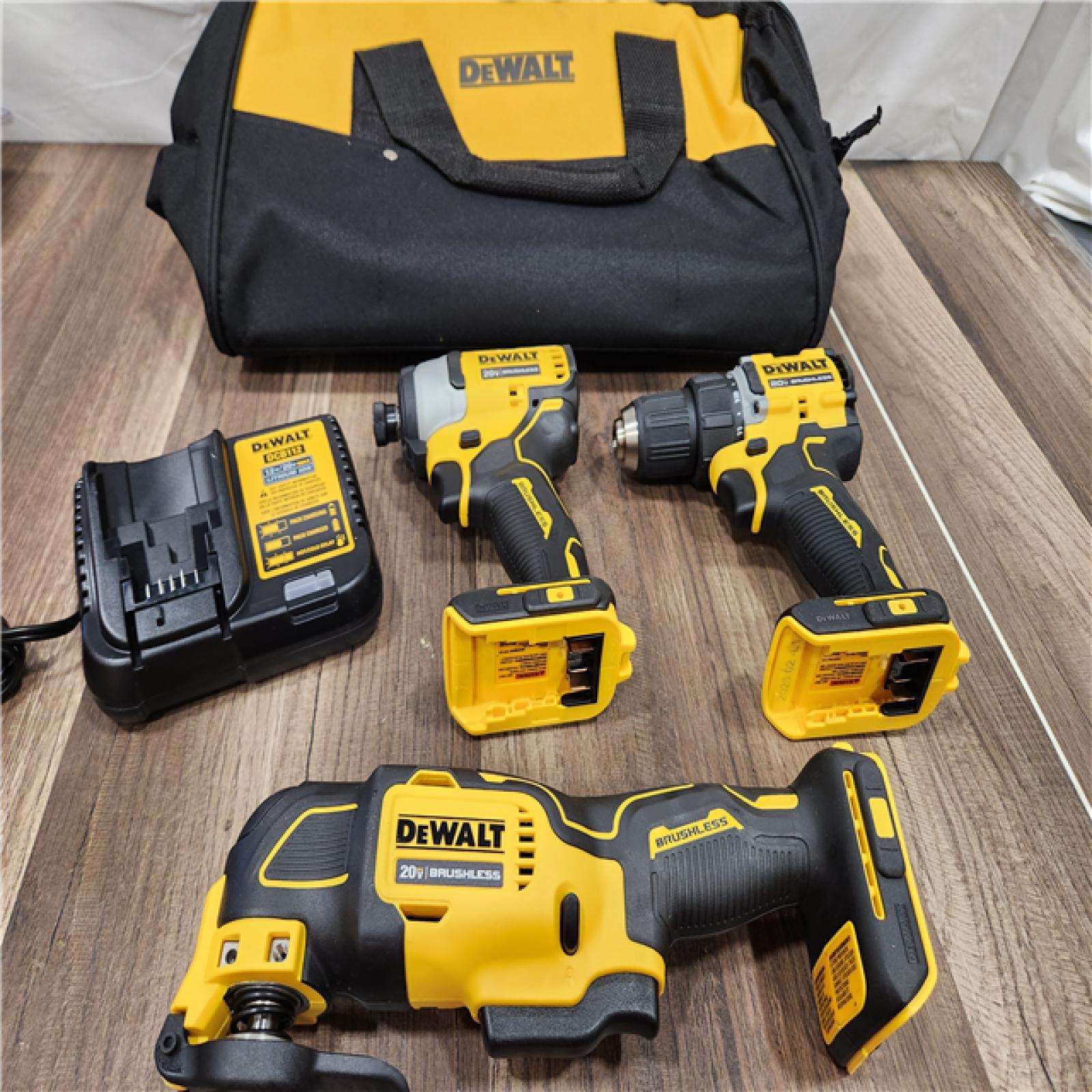 AS-IS DeWalt 20V MAX ATOMIC Cordless Brushless 3 Tool Combo Kit