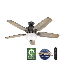 DALLAS LOCATION -NEW! Hunter Channing 54 in. Hunter Express Indoor Noble Bronze Ceiling Fan with Remote and Light Kit Included PALLET-(18 UNITS)