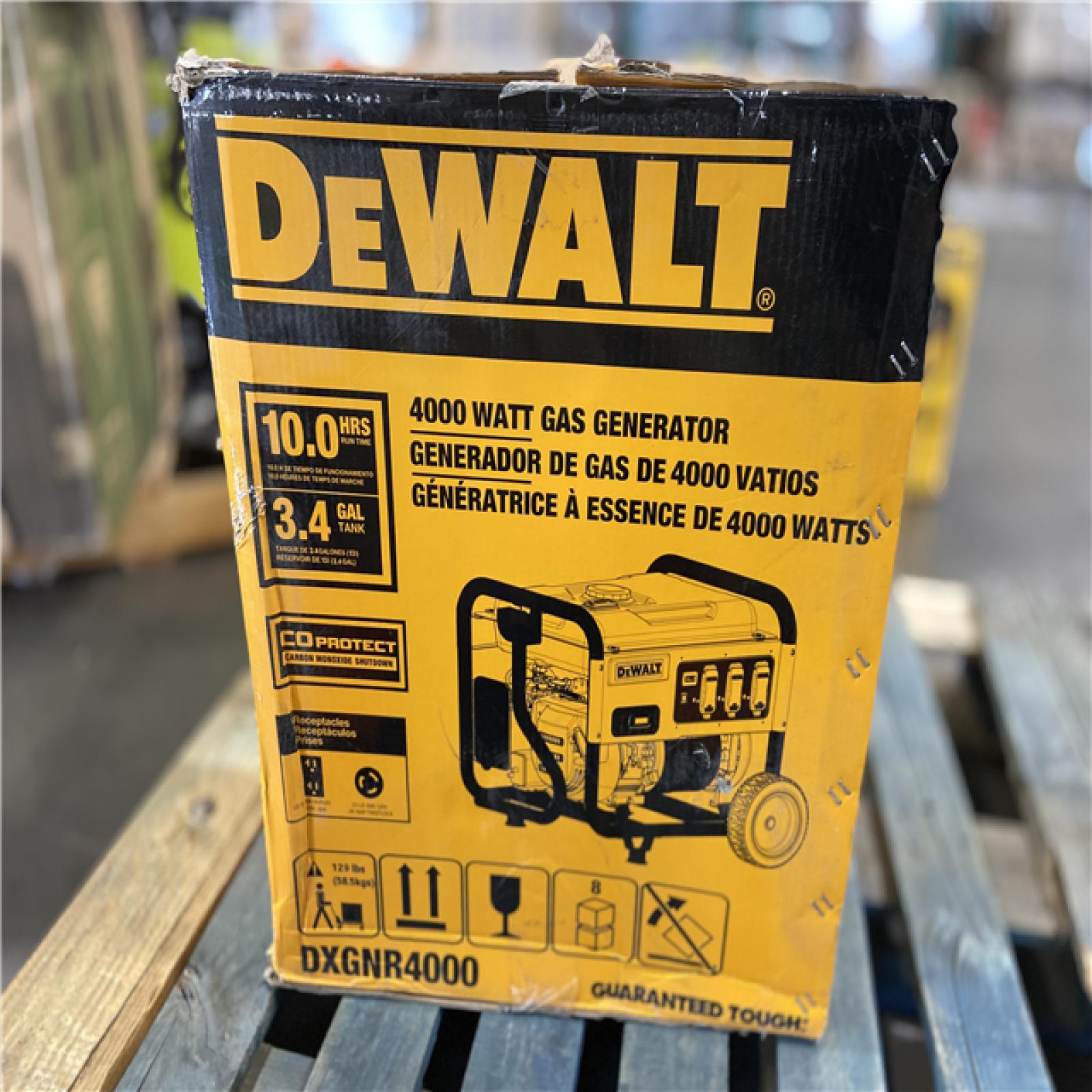DALLAS LOCATION - DEWALT 4500 / 4000- Watt Gas Powered Portable Generator with Idle Control, Covered Outlets and CO Protect -DXGNR4000