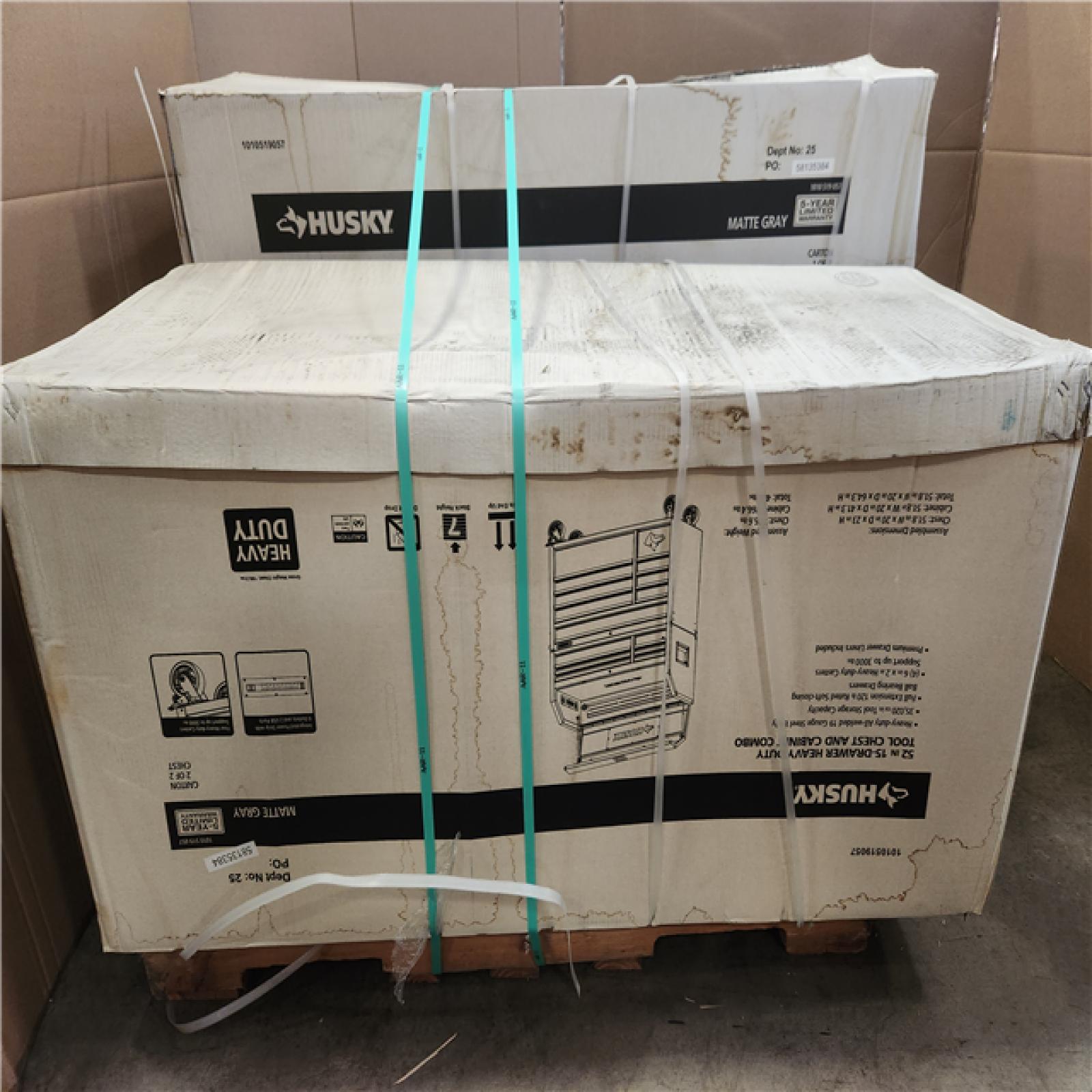 Phoenix NEW Husky Heavy-Duty 52 in. W 15-Drawer Matte Gray Steel Rolling Tool Chest Combo