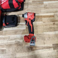 HOUSTON LOCATION - AS - IS Milwaukee 18-Volt Lithium-Ion Compact Brushless Cordless 1/4 in. Impact Driver Kit