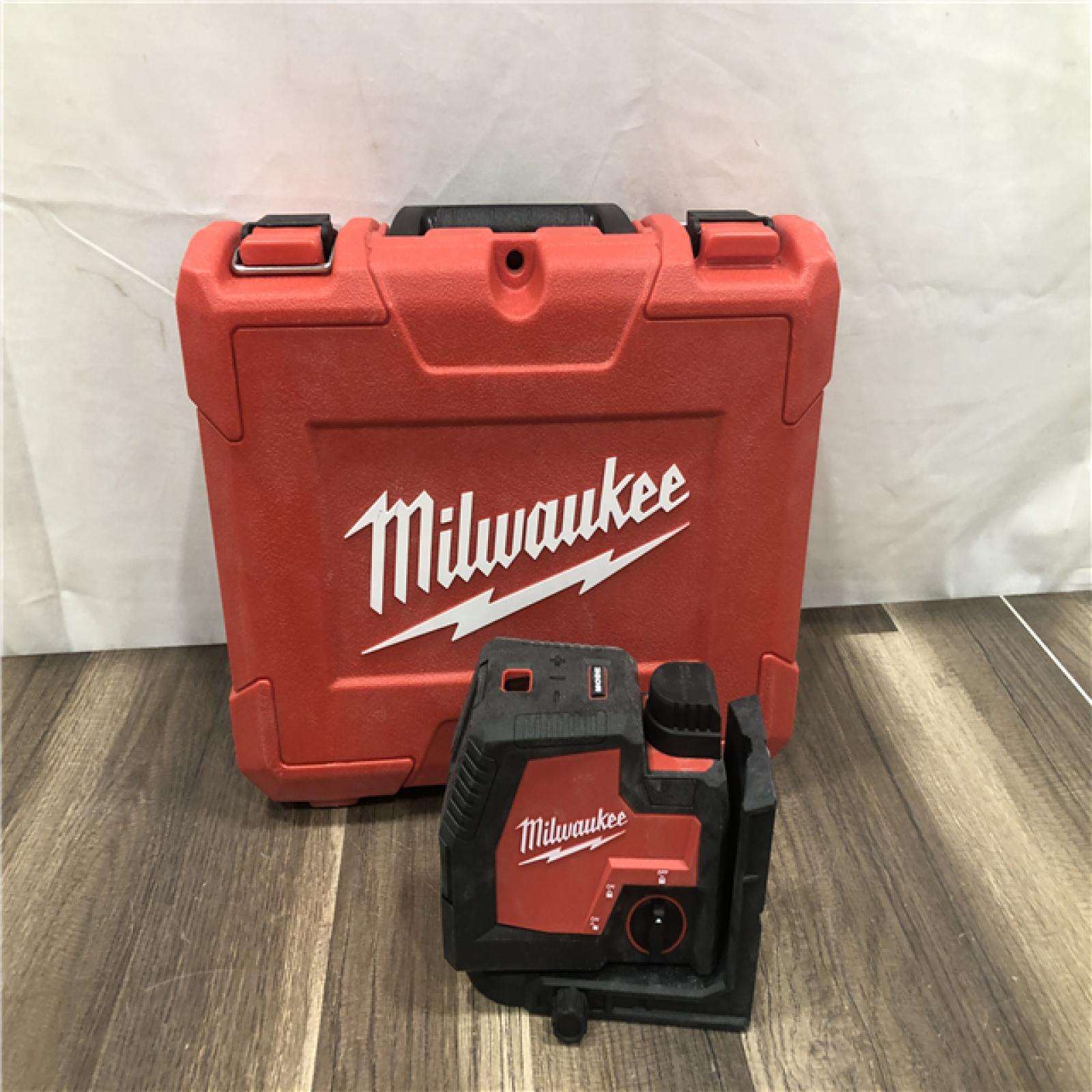 AS-IS Milwaukee Green 100 ft. Cross Line and Plumb Points Rechargeable Laser Level (Tool Only)