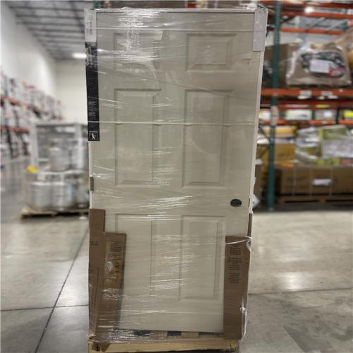 DALLAS LOCATION- AS-IS MASONITE 30 In. X 80 In. X 4-9/16 In. Primed 6-Panel Single Prehung Interior Door PALLET (6 UNITS)