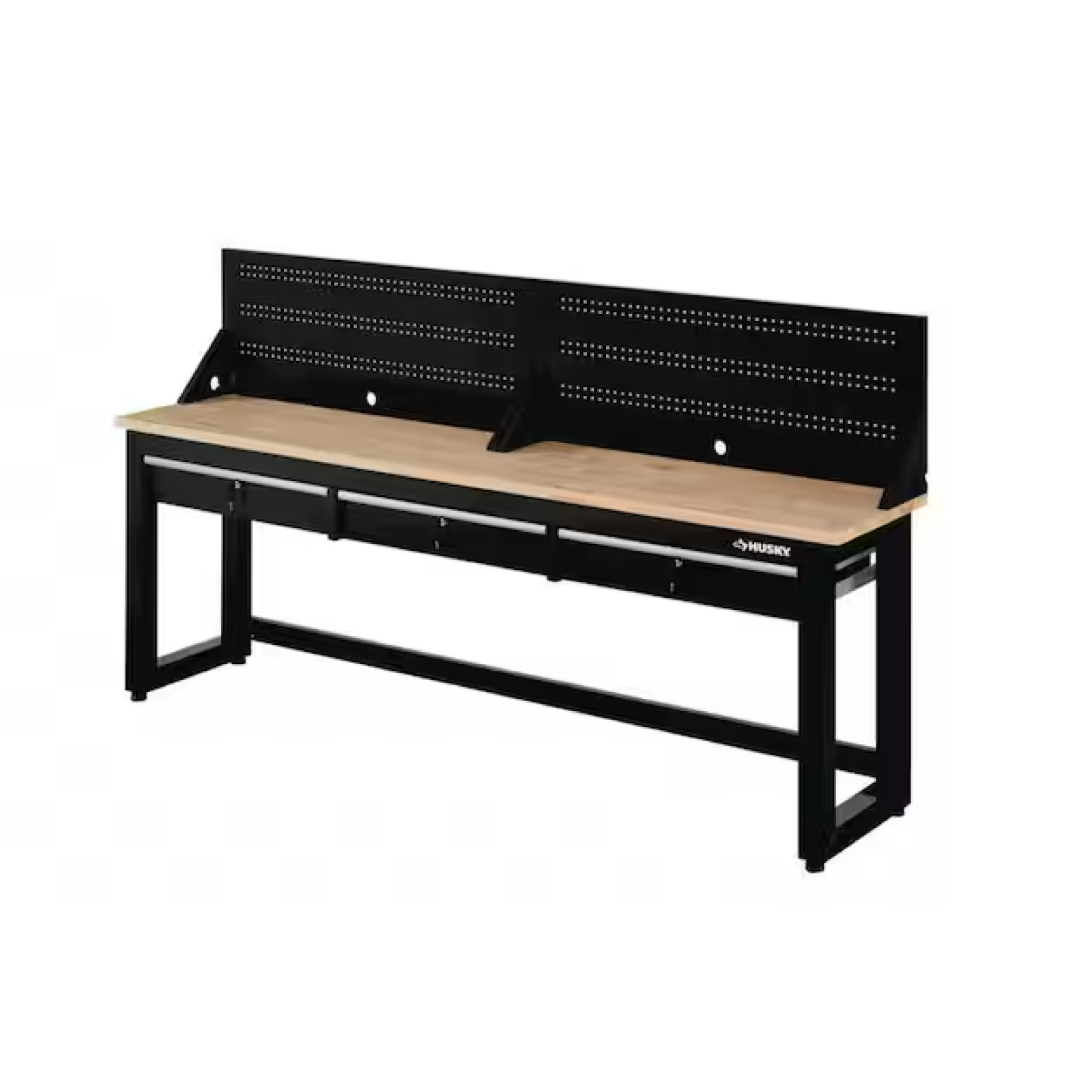DALLAS LOCATION- AS-IS HUSKY STORAGE CABINET & WORKBENCH W/ PEGBOARD (BLACK)