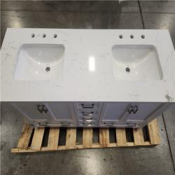 Phoenix AS-IS Home Decorators Collection Dennick 60 in. Double Sink White Bath Vanity with White Engineered Stone Top (Assembled)