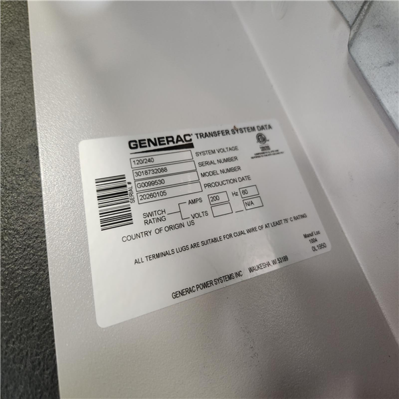 Phoenix AS-IS Generac 200A Open Transition Service Rated Transfer Switch