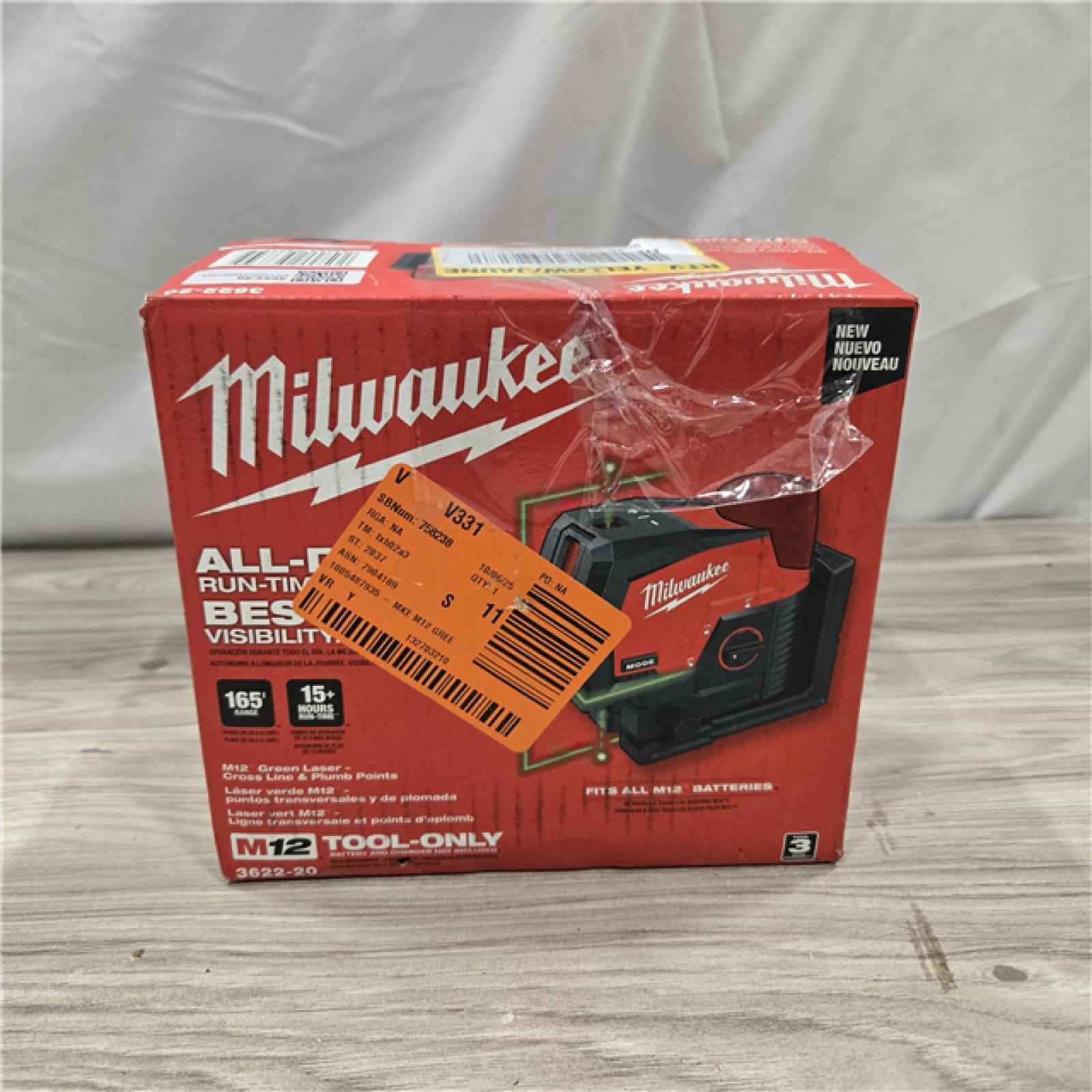 NEW! - M12 12V Cordless Green 125 Ft. Cross Line and Plumb Points Laser Level (Tool-Only)