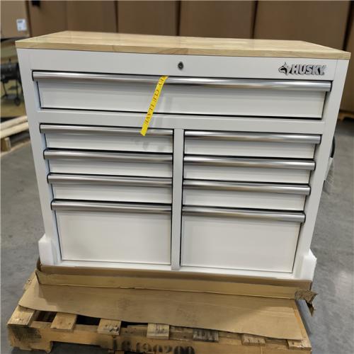 DALLAS LOCATION- HUSKY 46IN 9-DRAWER MOBILE WORKBENCH WITH SOLID WOOD TOP