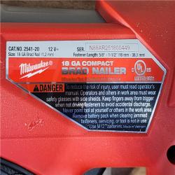 HOUSTON LOCATION - AS-IS Milwaukee FUEL 12-Volt Lithium-Ion Brushless Cordless 18-Gauge 1-1/2 in. Compact Brad Nailer (Tool Only)