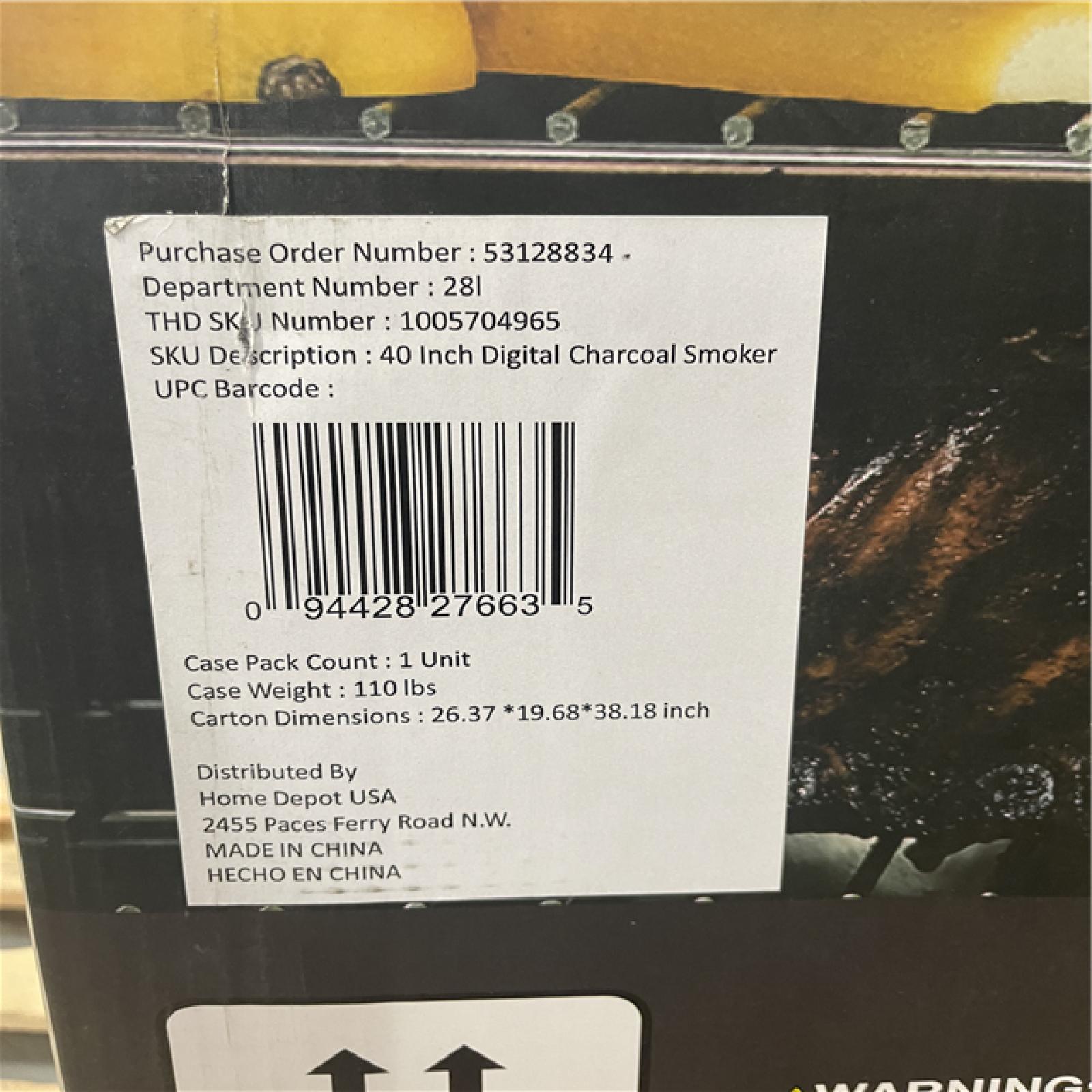 DALLAS LOCATION -Masterbuilt 40in. Digital Charcoal Smoker in Gray , 1320 sq. in. of Cooking Space