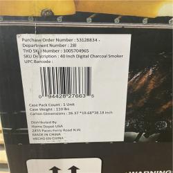 DALLAS LOCATION -Masterbuilt 40in. Digital Charcoal Smoker in Gray , 1320 sq. in. of Cooking Space