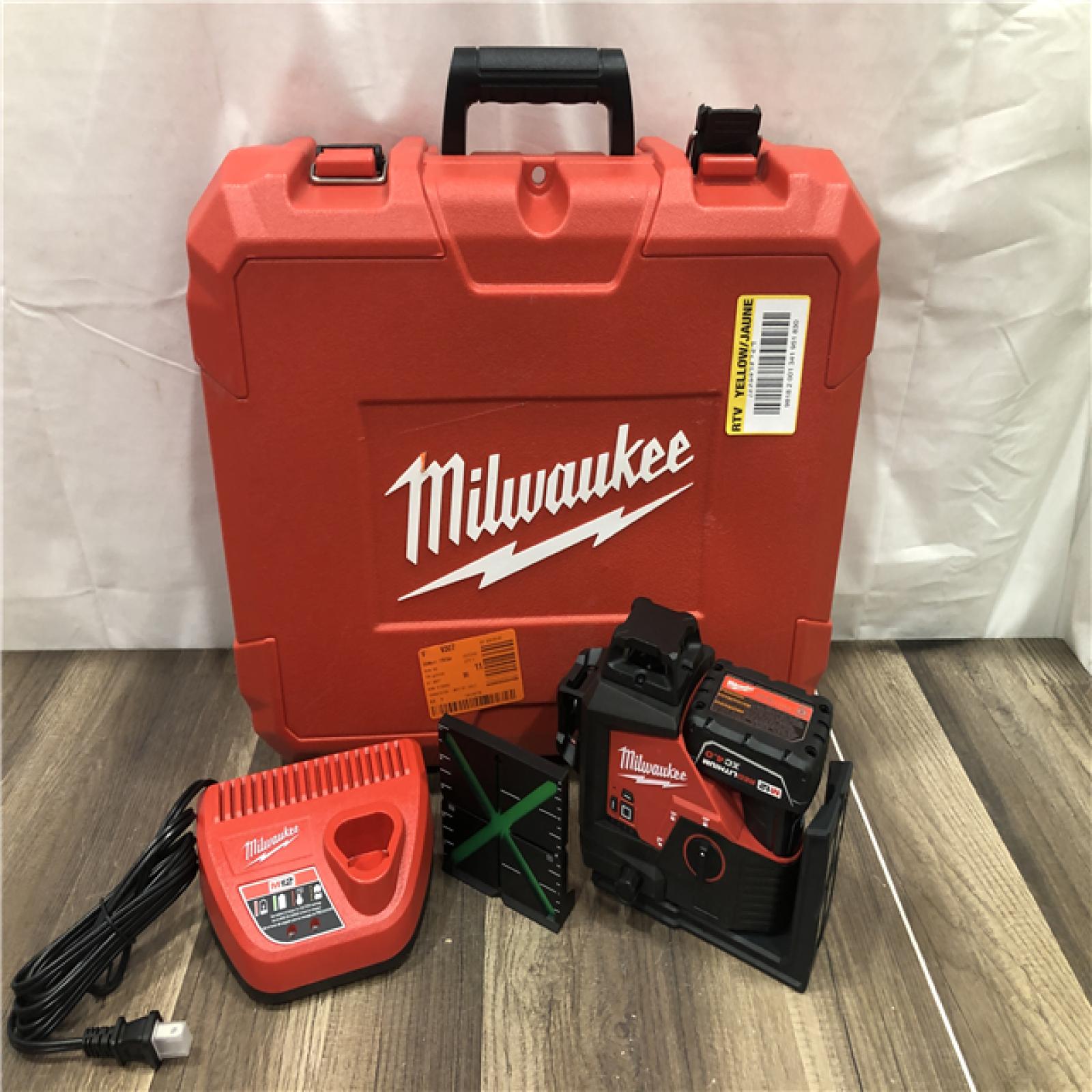 AS-IS Milwaukee 12-Volt Lithium-Ion Cordless Green 250 ft. 3-Plane Laser Level Kit