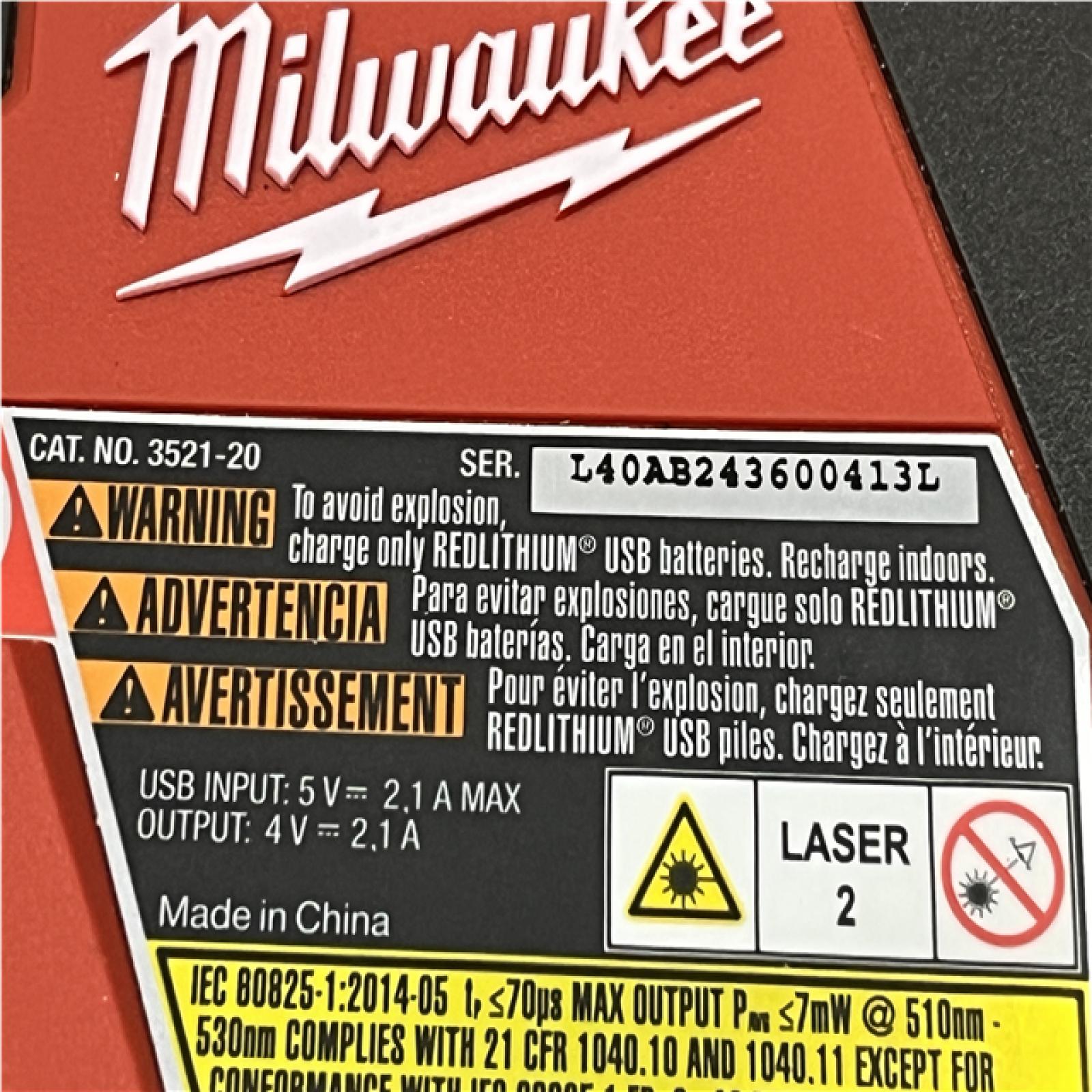 AS-IS Milwaukee 100 ft. REDLITHIUM Lithium-Ion USB Green Rechargeable Cross Line Laser Level with Charger