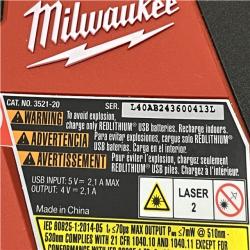 AS-IS Milwaukee 100 ft. REDLITHIUM Lithium-Ion USB Green Rechargeable Cross Line Laser Level with Charger