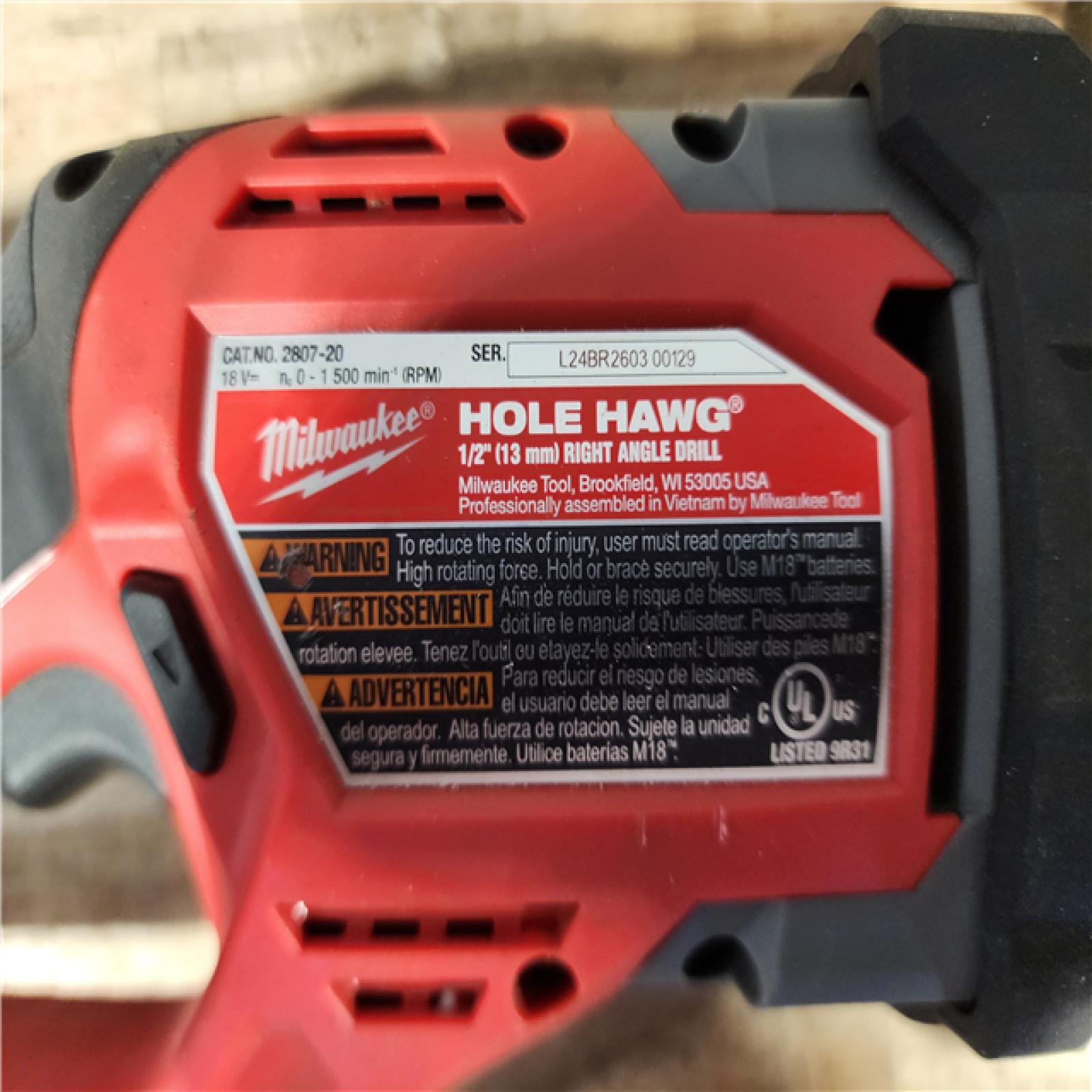 HOUSTON LOCATION - AS - IS Milwaukee FUEL GEN II 18V Lithium-Ion Brushless Cordless 1/2 in. Hole Hawg Right Angle Drill (Tool-Only)