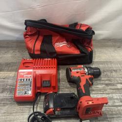 AS-IS Milwaukee 18V Lithium-Ion Brushless Cordless 1/2 in. Compact Drill/Driver with kit