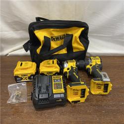 AS-IS DEWALT 20V MAX XR Hammer Drill and ATOMIC Impact Driver 2 Tool Cordless Combo Kit with (2) 4.0Ah Batteries, Charger, and Bag