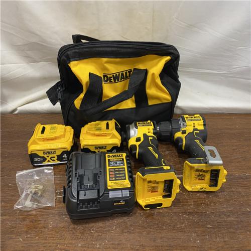AS-IS DEWALT 20V MAX XR Hammer Drill and ATOMIC Impact Driver 2 Tool Cordless Combo Kit with (2) 4.0Ah Batteries, Charger, and Bag