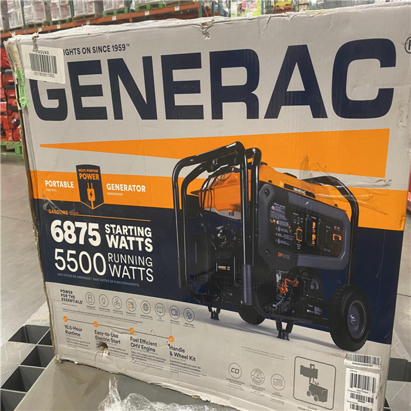 Dallas Location - As-Is Generac 6875 / 5500-Watt Gasoline Powered Portable Generator