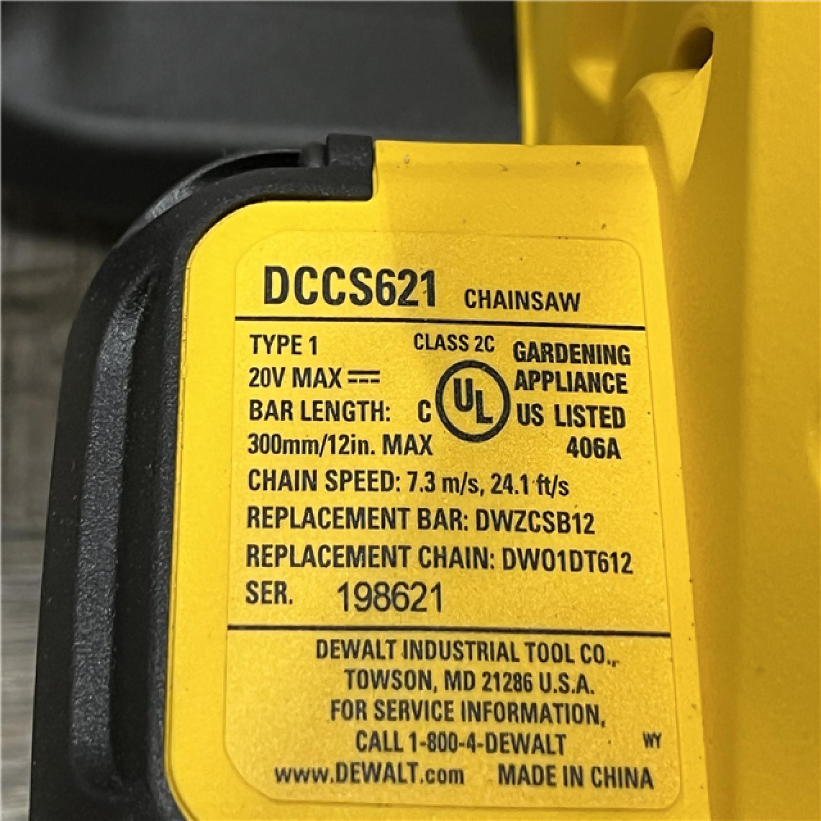 AS-IS DEWALT 20V MAX Compact 12 Brushless Cordless Chainsaw Kit