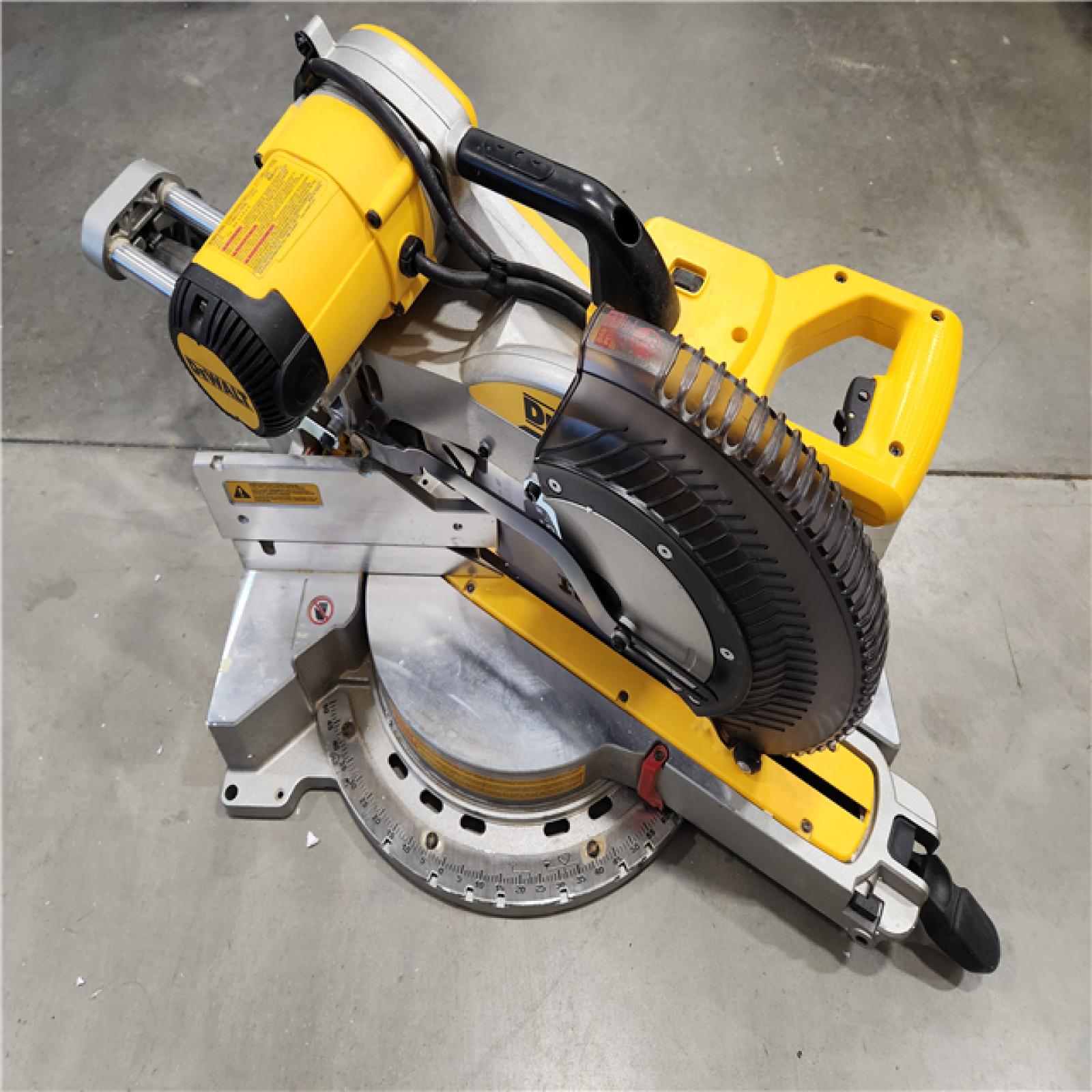 AS-IS DEWALT 15 Amp Corded 12 in. Double Bevel Sliding Compound Miter Saw
