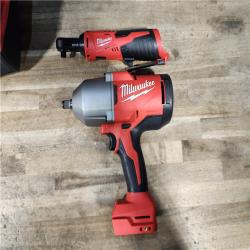 HOUSTON LOCATION - AS-IS Milwaukee 12/18V Lithium-Ion Cordless 3/8 in. Ratchet and 1/2 in. High Torque Impact Wrench with Friction Ring Combo Kit