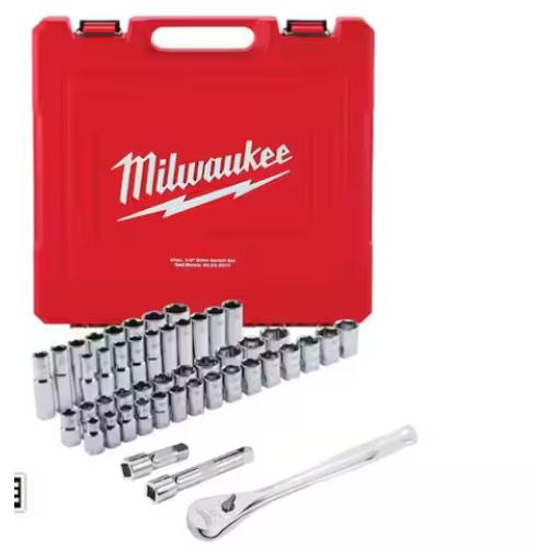 NEW! Milwaukee 1/2 in. Drive SAE/Metric Ratchet and Socket Mechanics Tool Set (47-Piece)