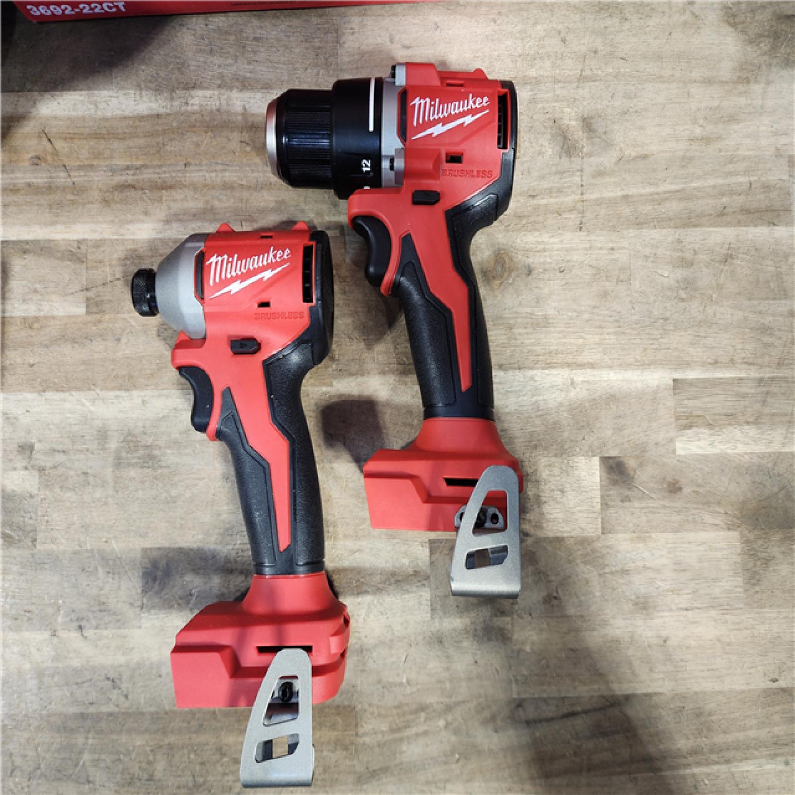 HOUSTON LOCATION - AS-IS Milwaukee M18 18V Lithium-Ion Brushless Cordless Compact Drill/Impact Combo Kit (2-Tool) W/(2) 2.0 Ah Batteries, Charger & Bag