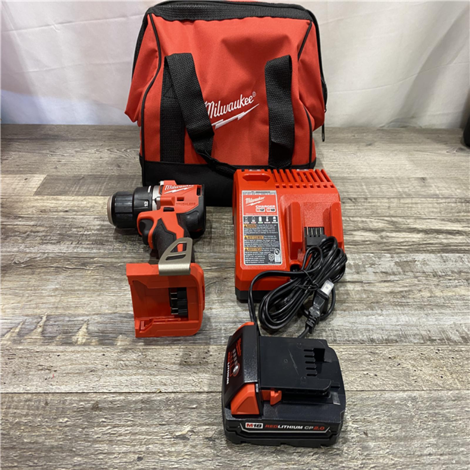 AS-IS Milwaukee 18V Lithium-Ion Brushless Cordless 1/2 in. Compact Drill/Driver Kit