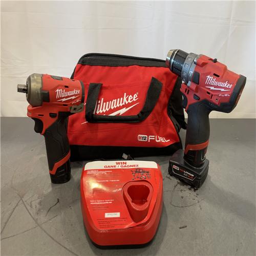 AS-IS - Milwaukee M12 FUEL 12-Volt Lithium-Ion Brushless Cordless Hammer Drill and Impact Driver Combo Kit