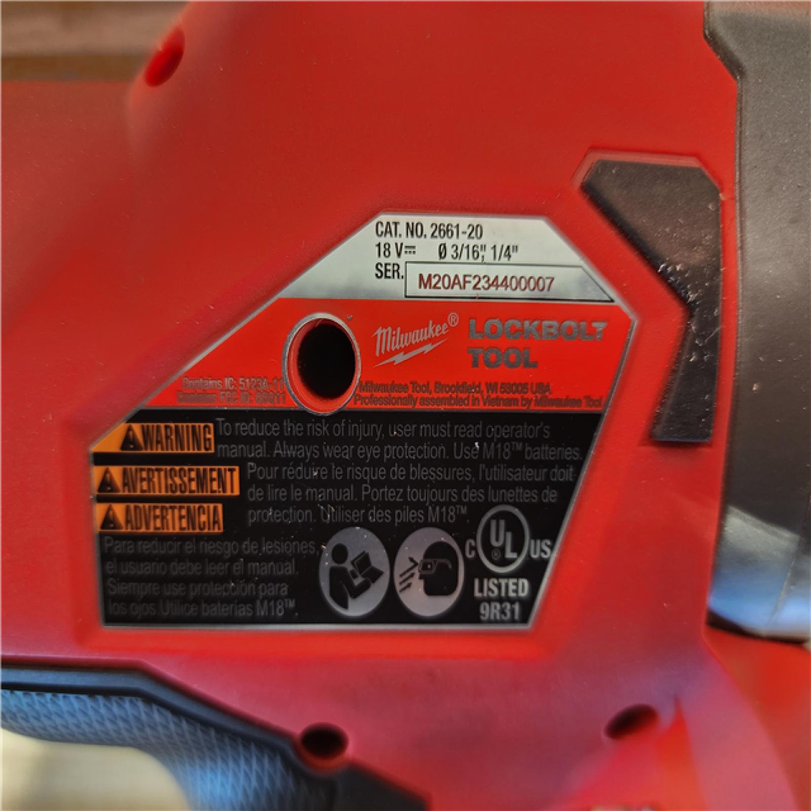 HOUSTON LOCATION - AS-IS M18 FUEL ONE-KEY 18V Lithium-Ion Brushless Cordless 1/4 in. Lockbolt Tool (Tool-Only)