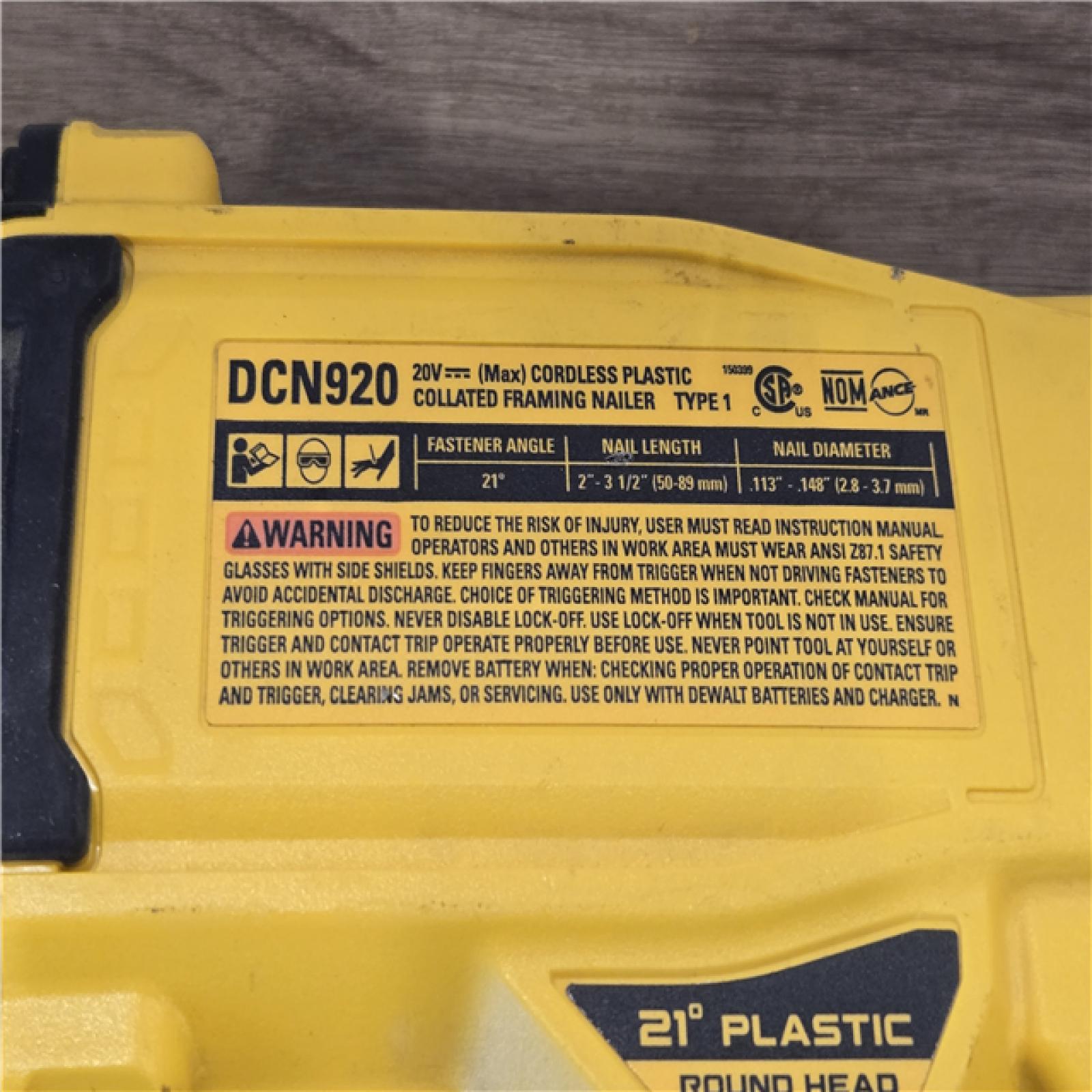 AS-IS DEWALT 20-Volt 21° Cordless Framing Nailer (Tool-Only)