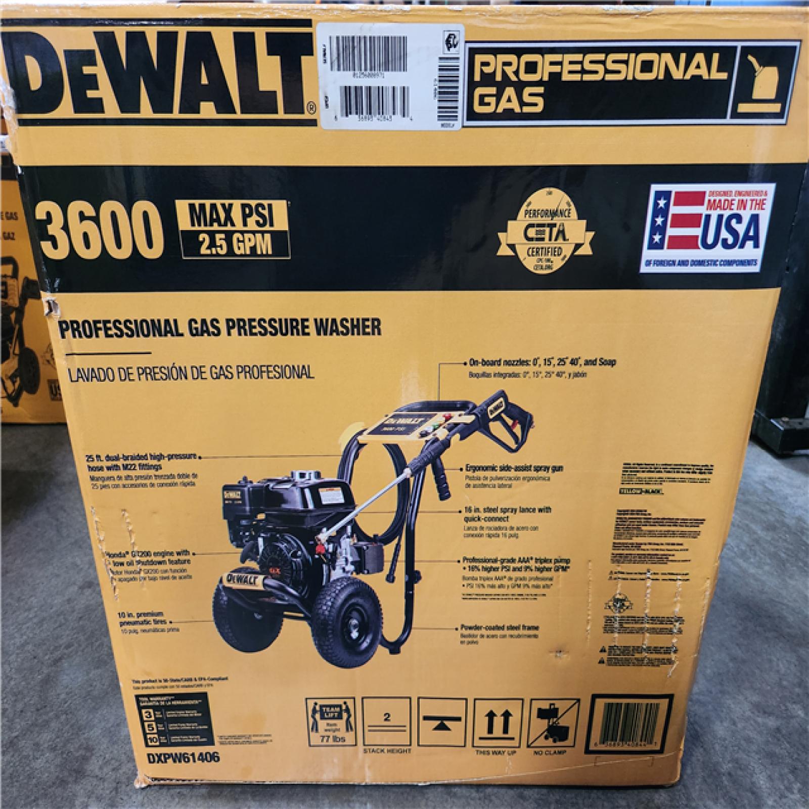Phoenix NEW DEWALT 3600 PSI 2.5 GPM Cold Water Gas Professional Pressure Washer with HONDA GX200 Engine