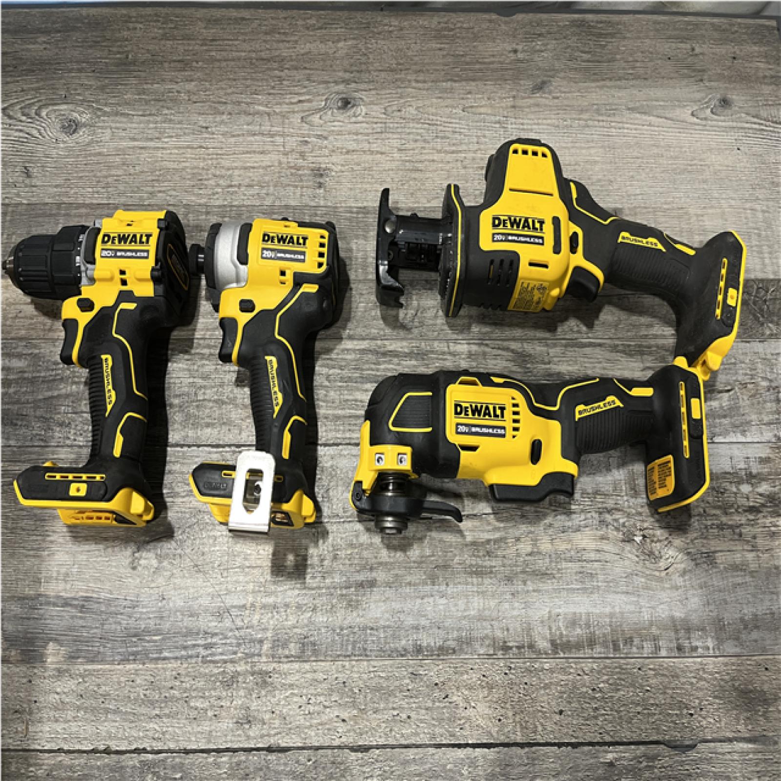 AS-IS DEWALT ATOMIC 20-Volt Lithium-Ion Cordless Brushless (4-Tool) Combo Kit