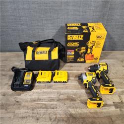 HOUSTON LOCATION - AS-IS Dewalt DCK225D2 20V MAX ATOMIC Brushless Compact Lithium-Ion 1/2 in. Cordless Drill Driver and 1/4 in. Impact Driver Combo Kit with 2 Batteries 2 Ah